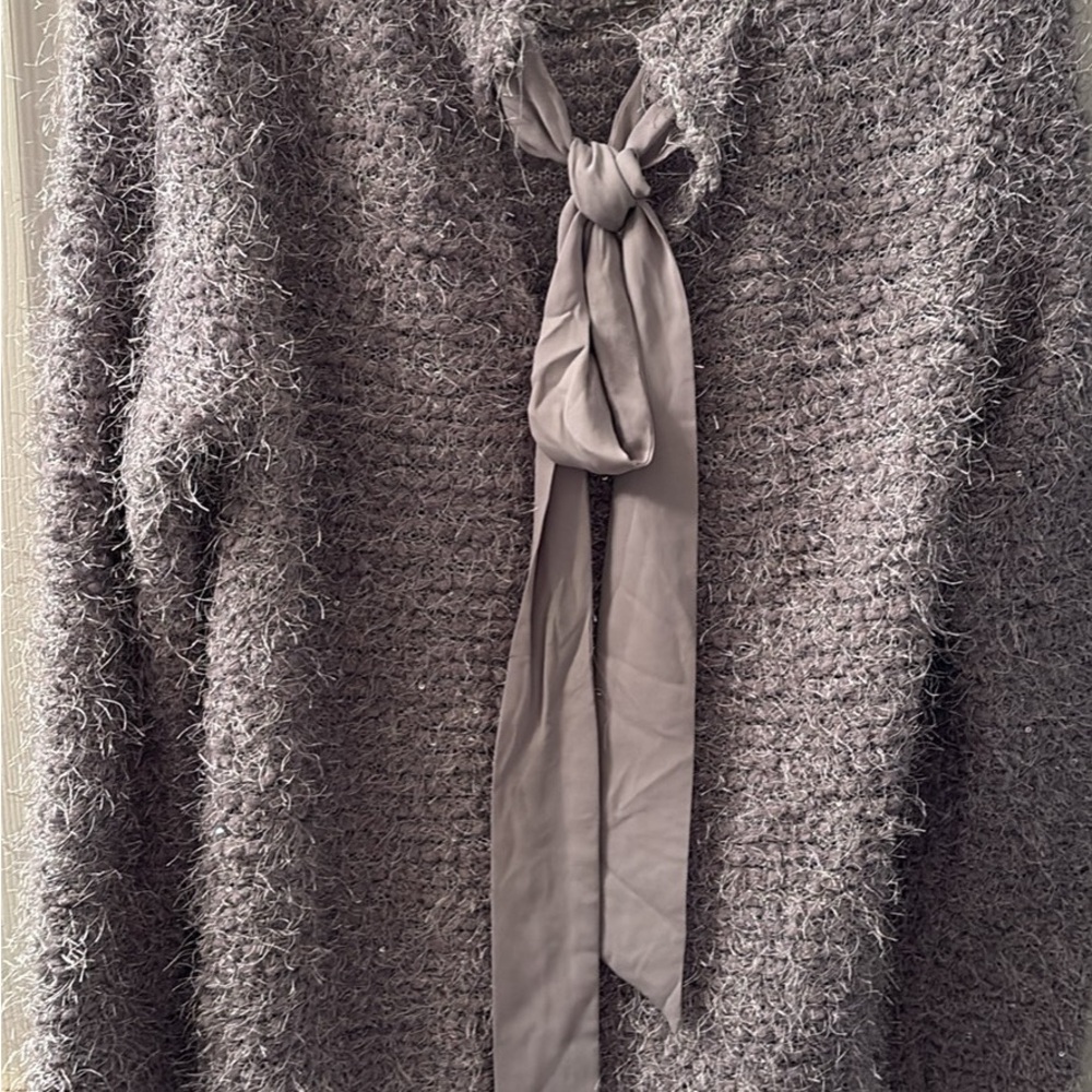 Jennifer Lopez Gray Textured Cowl Neck Sweater